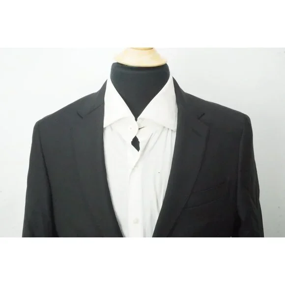 John Varvatos Solid Black 100% Wool Sport Coat Jacket Sz 38 Brand New